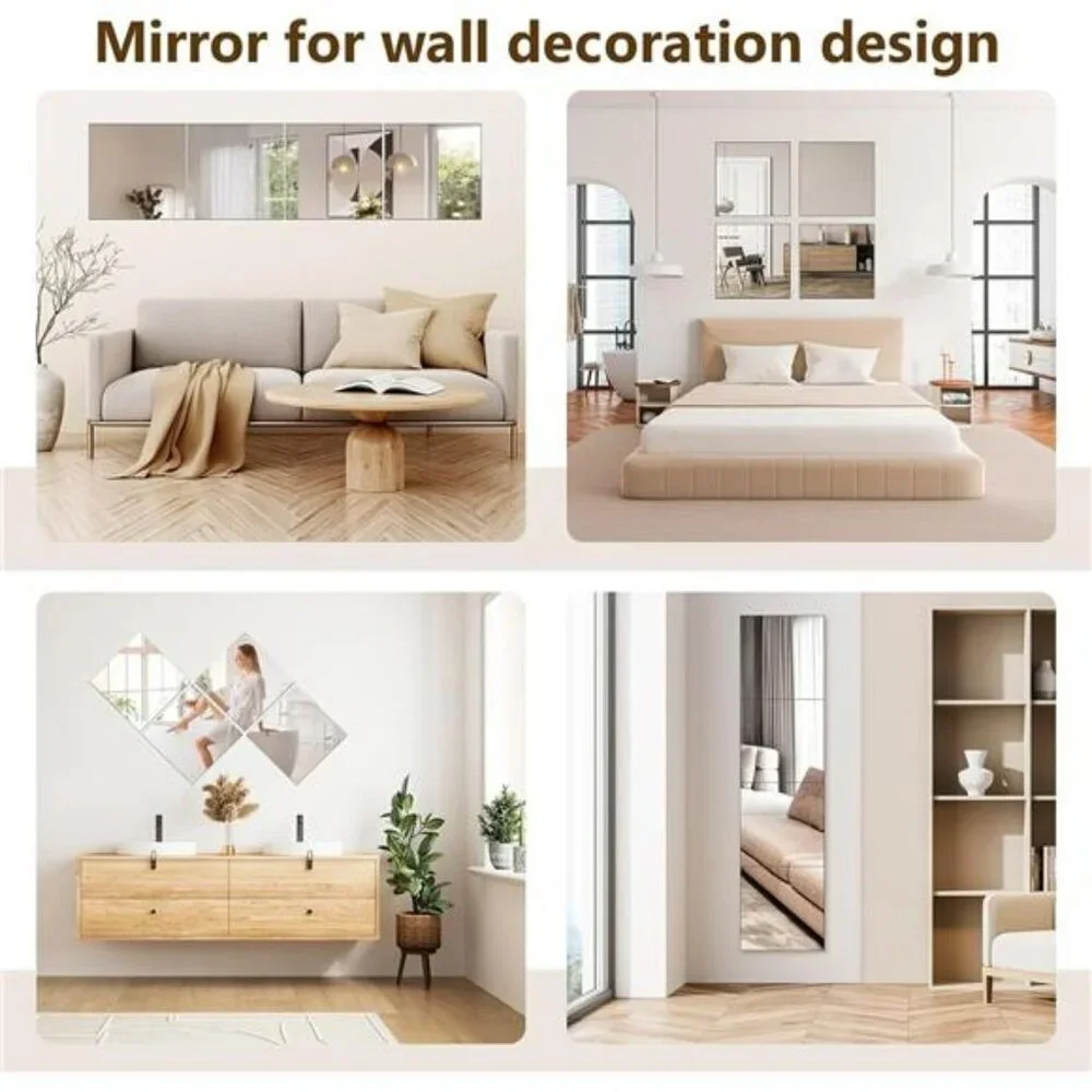 Acrylic Mirror Tiles Full Length Shatterproof Wall Mirrors for Bedroom Gym Door
